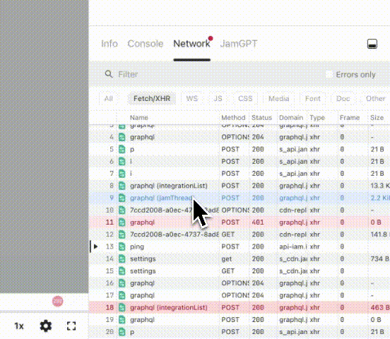 mutation name visibility for GraphQL debugging in Jam.dev