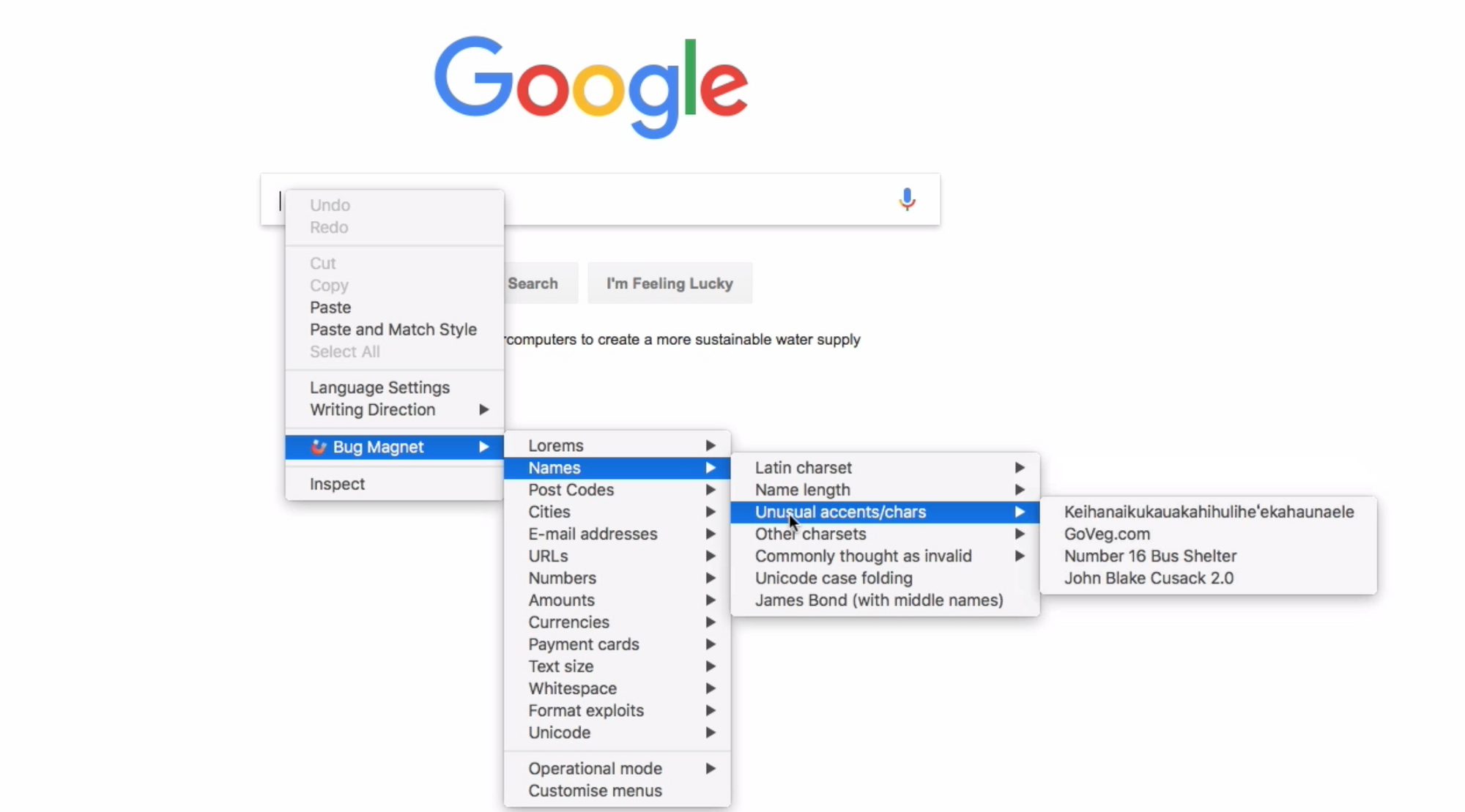 BugMagnet chrome extension for testing forms