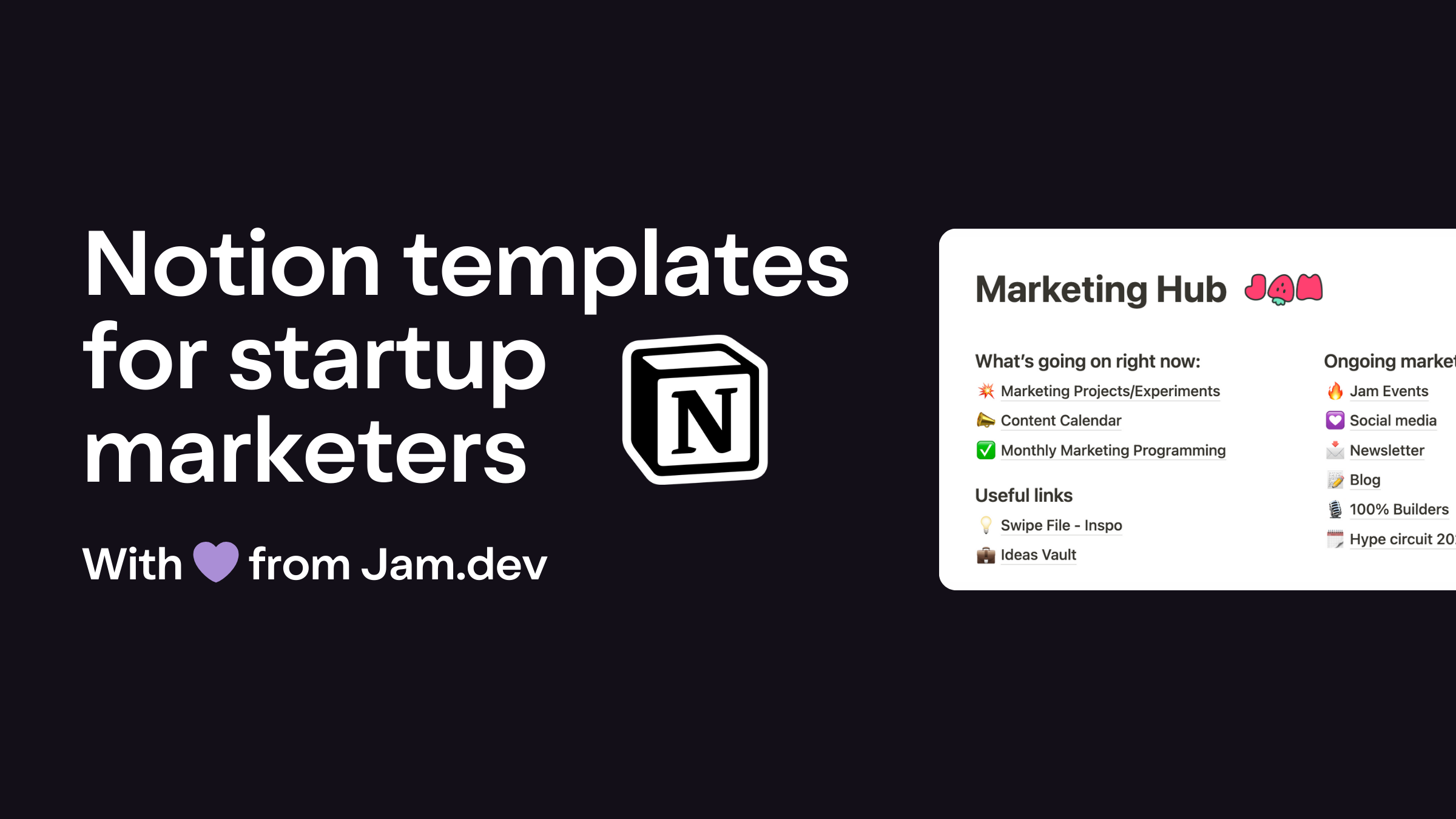 Notion templates for startup marketers